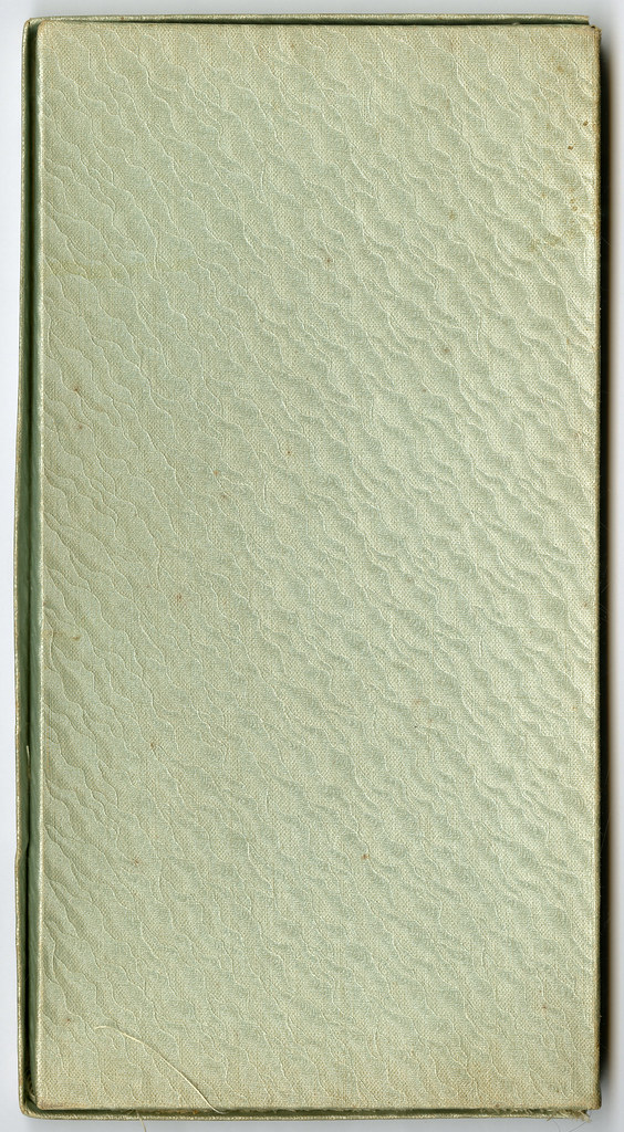 Close-up of a textured green book cover.